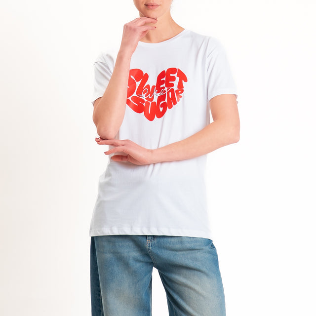 Souvenir-T-shirt stampa"SWEET LIKE SUGAR" - bianco