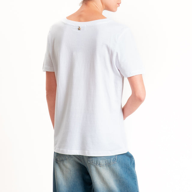 Souvenir-T-shirt scollo v stampa fragola - bianco