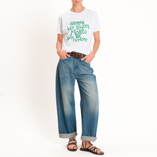Souvenir-T-shirt"DAMMI UN BUON MOJITO PER RESTARE" - bianco