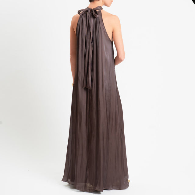 Souvenir-Abito in organza scollo americana - moka