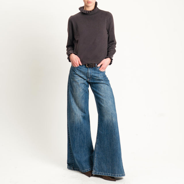 Souvenir-Maglia collo alto bordi con rouches - fondente