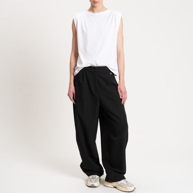 Souvenir-Pantalone barrel elastico dietro - nero