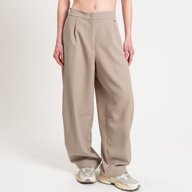 Souvenir-Pantalone barrel elastico dietro - sabbia