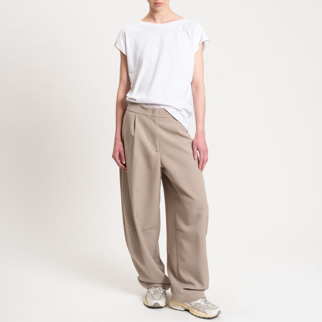 Souvenir-Pantalone barrel elastico dietro - sabbia