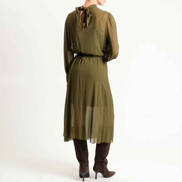 Souvenir-Abito georgette con cintura - militare