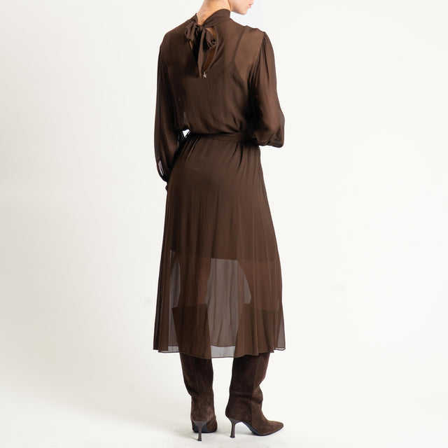 Souvenir-Abito georgette con cintura - moro