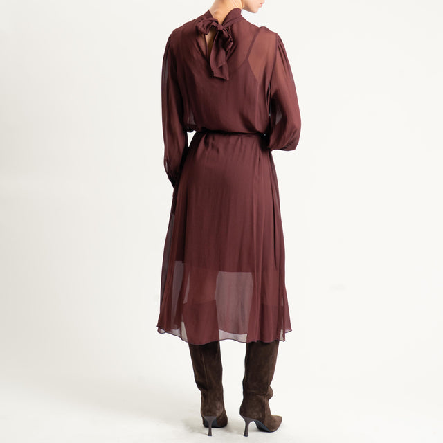 Souvenir-Abito georgette con cintura - vino