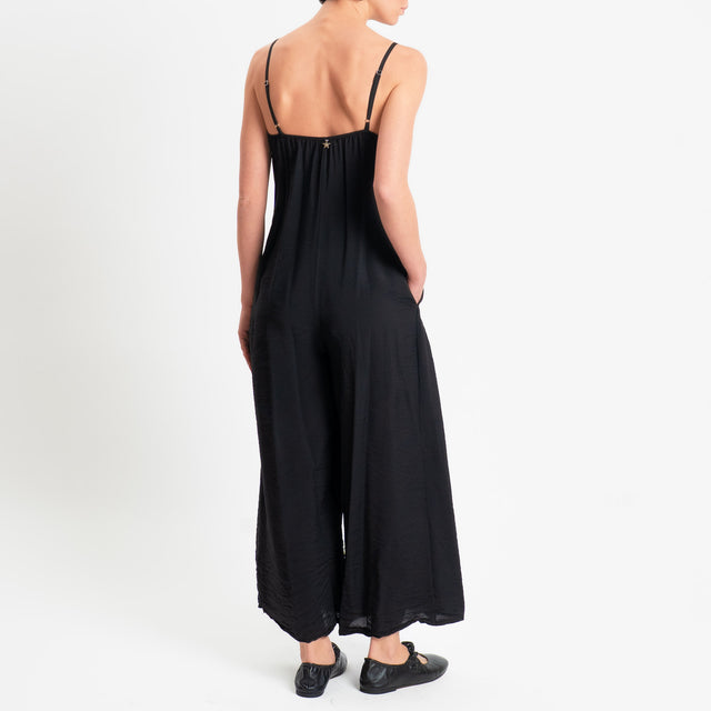 Souvenir-Tuta viscosa goffrata bretelle regolabili - nero
