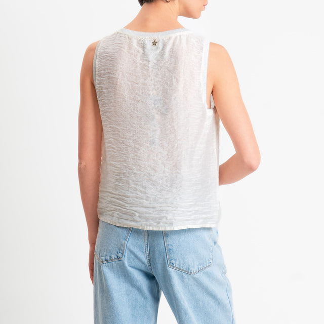 Souvenir-Top goffrato misto lino bordi lurex - burro