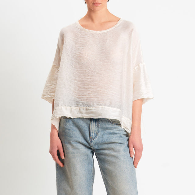 Souvenir-Blusa goffrata lyocell con spacchi laterali - burro