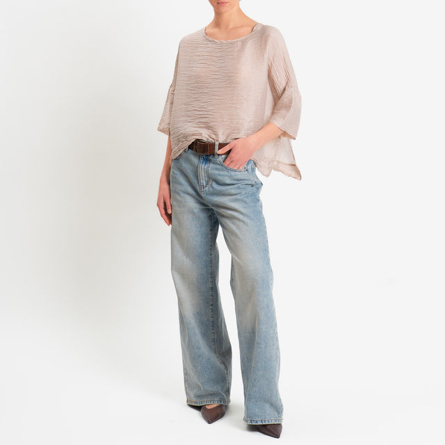 Souvenir-Blusa goffrata lyocell con spacchi laterali - nude