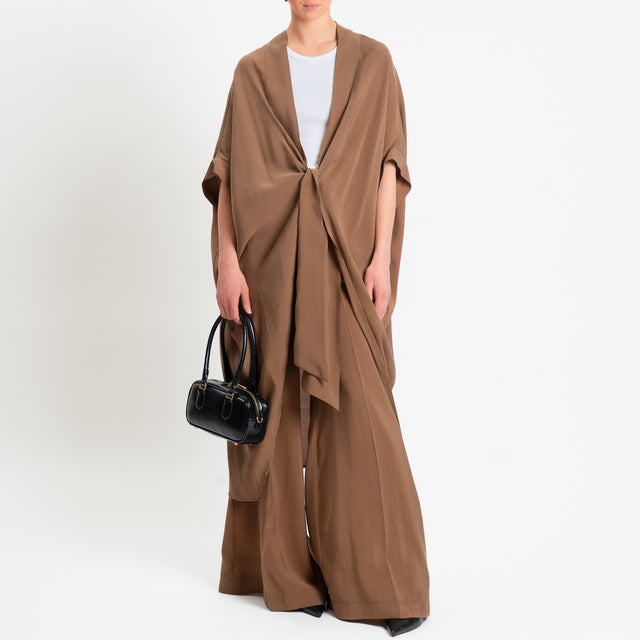 Souvenir-Pantalone wide leg tessuto fluido modal - tabacco