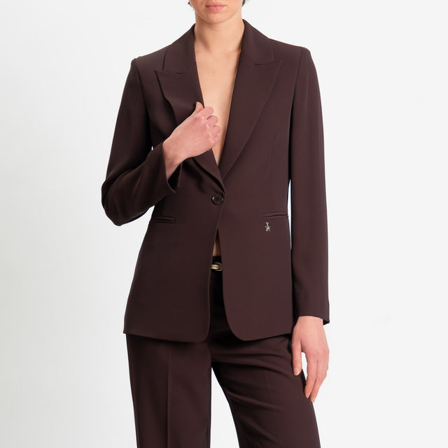 Souvenir-Completo Giacca + pantalone tessuto fluido - cioccolato