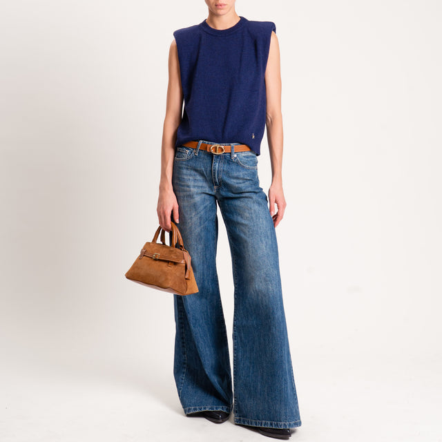 Souvenir-Maglia smanicata misto cashmere con spalline - blu