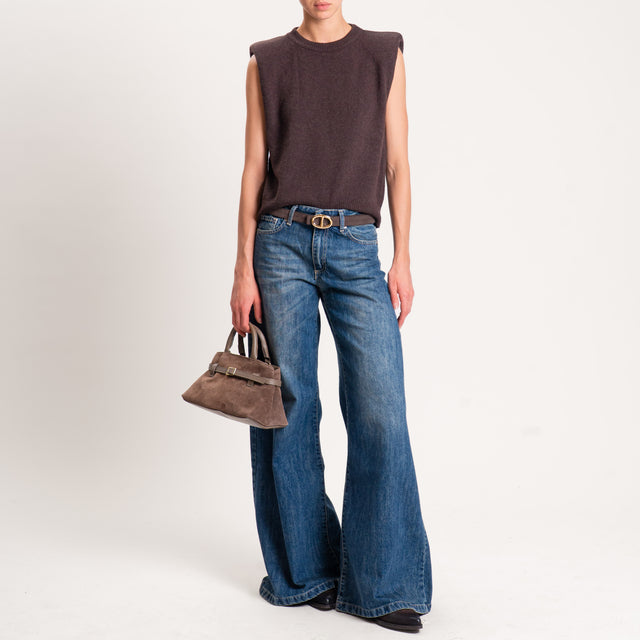 Souvenir-Maglia smanicata misto cashmere con spalline - cioccolato