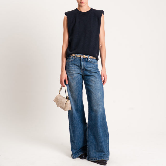 Souvenir-Maglia smanicata misto cashmere con spalline - nero