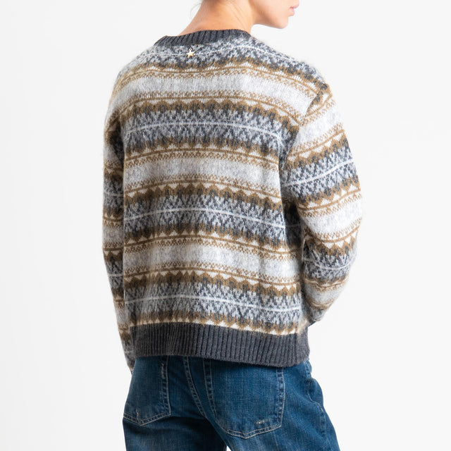 Souvenir-Maglia fantasia mohair - antracite/olio/latte