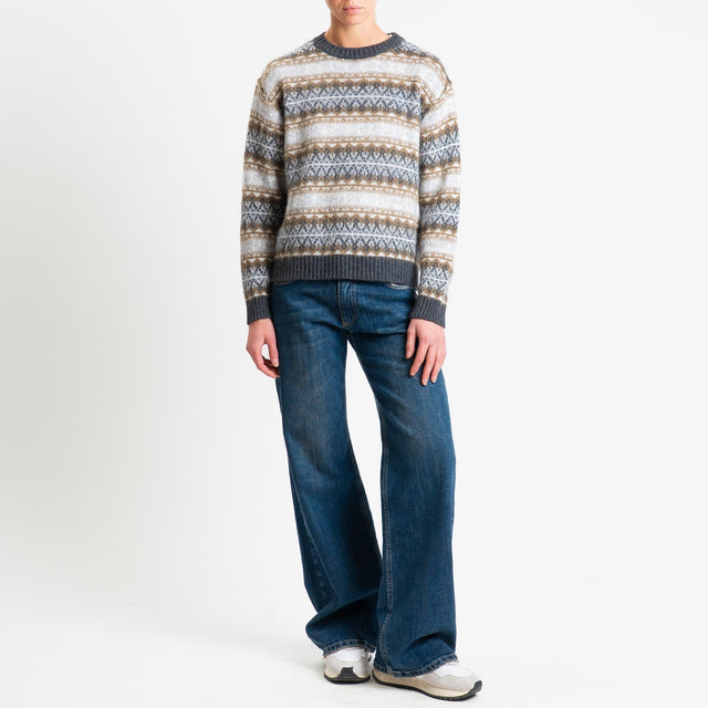 Souvenir-Maglia fantasia mohair - antracite/olio/latte