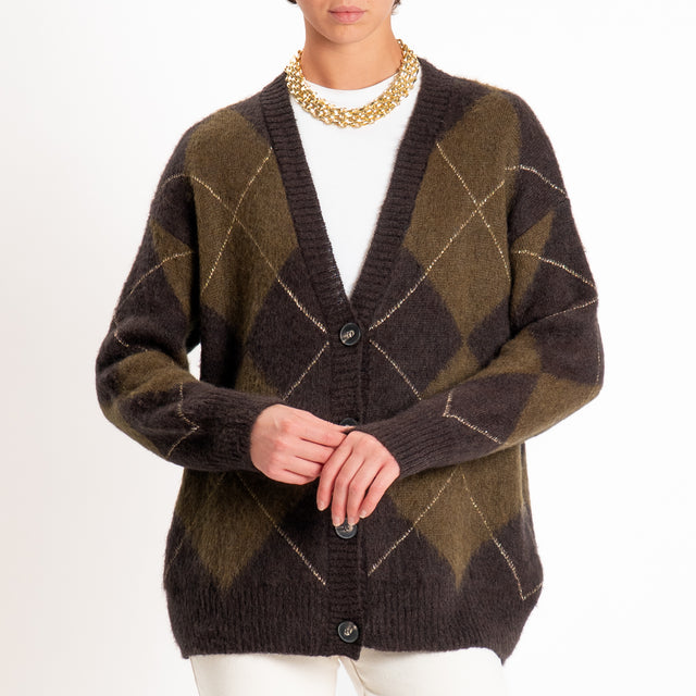 Souvenir-Cardigan mohair rombi - moro/militare