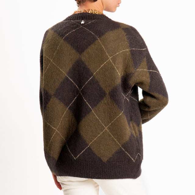 Souvenir-Cardigan mohair rombi - moro/militare