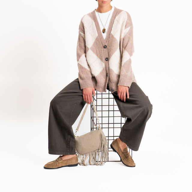 Souvenir-Cardigan mohair rombi - tortora/burro