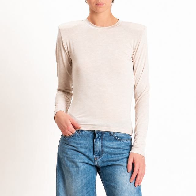 Haveone-T-shirt tessuto MODAL/LANA con spalline - casha