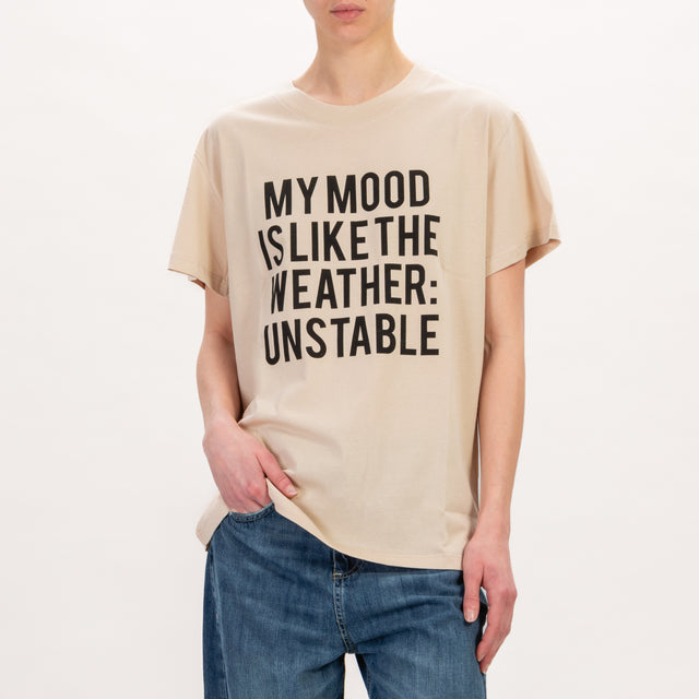 Dixie-T-shirt "MY MOOD IS LIKE THE WEATHER..." - sand/nero