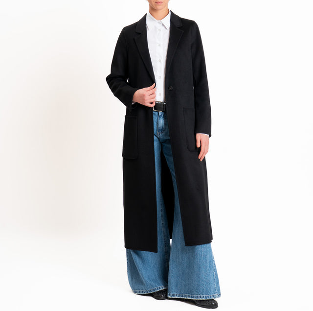 Vicolo-Cappotto HAND MADE MISTO LANA spacco dietro - Nero