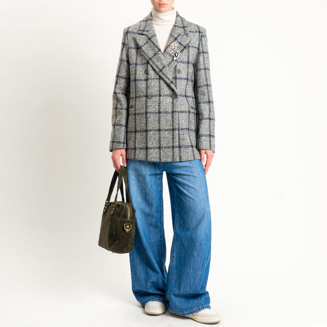 Vicolo-Giacca check misto lana - militare/latte/moro