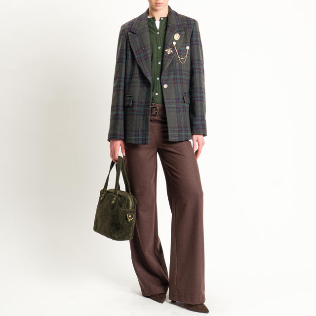 Vicolo-Giacca fantasia misto lana con spille - check militare/moro