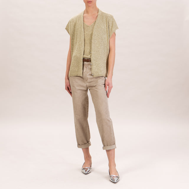 Tensione in-Pantalone baggy stone wash - taupe