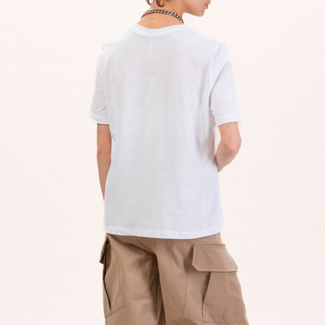 Tensione in-T-shirt con collana catena - bianco/argento