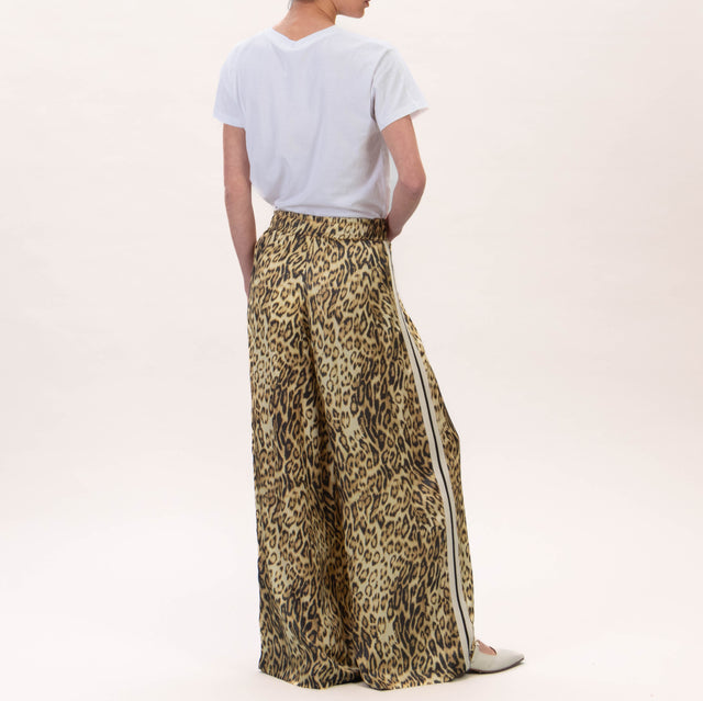 Tensione in-Pantalone maculato in satin coulisse - sand/nero
