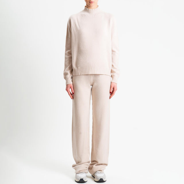 Tensione in-Completo maglia collo montato + pantalone - gesso