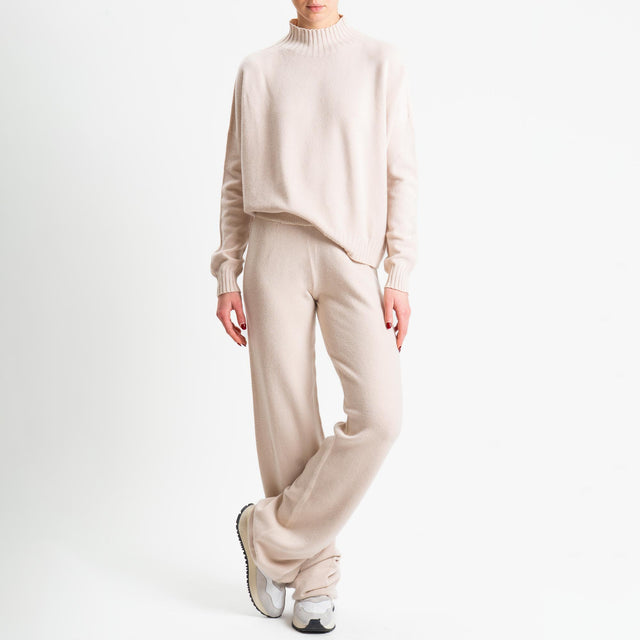 Tensione in-Completo maglia collo montato + pantalone - gesso