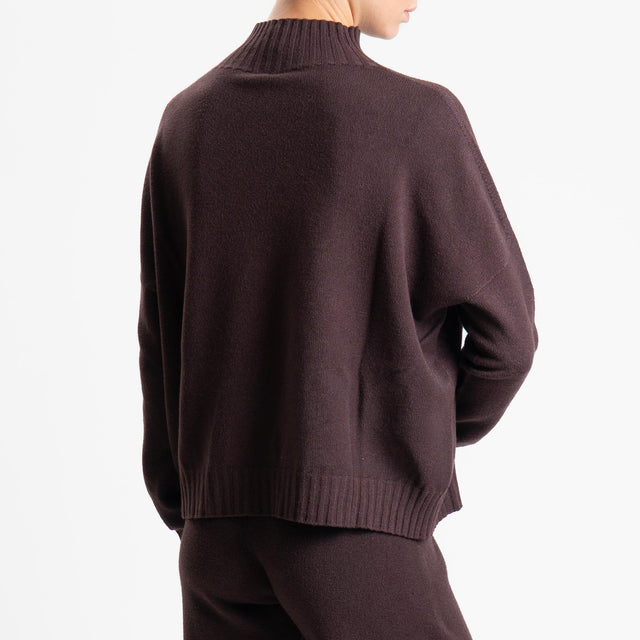 Tensione in-Completo maglia collo montato + pantalone - moro