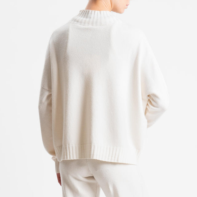 Tensione in-Completo maglia collo montato + pantalone - crema