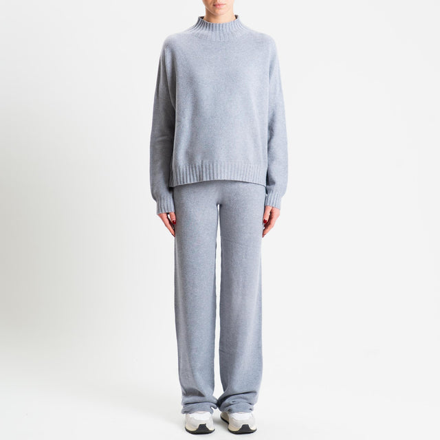 Tensione in-Completo maglia collo montato + pantalone - perla