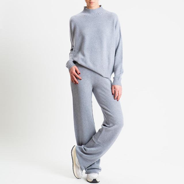 Tensione in-Completo maglia collo montato + pantalone - perla