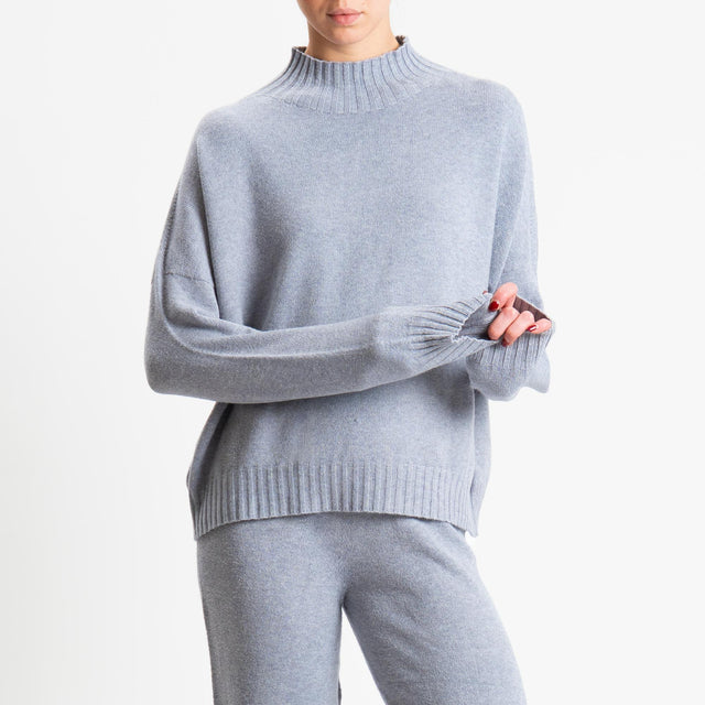 Tensione in-Completo maglia collo montato + pantalone - perla