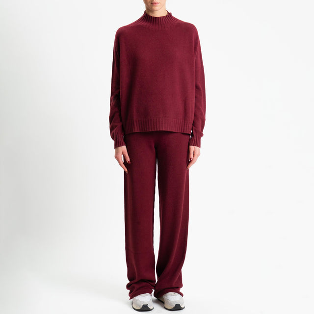 Tensione in-Completo maglia collo montato + pantalone - vino
