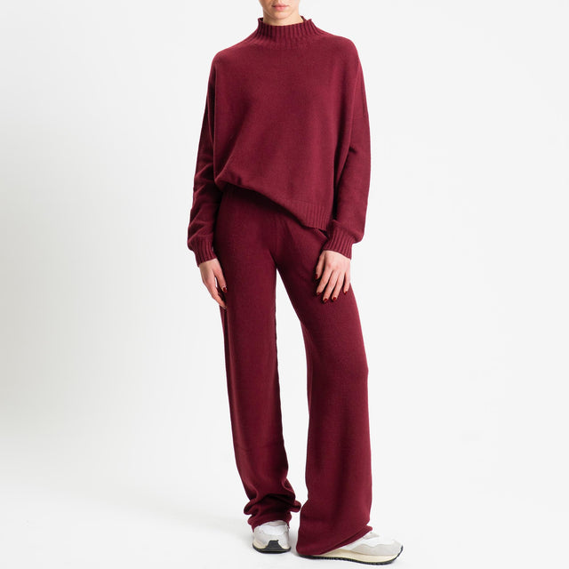 Tensione in-Completo maglia collo montato + pantalone - vino