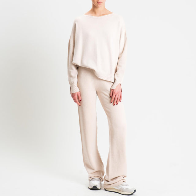 Tensione in-Completo maglia scollo barca + pantalone - gesso