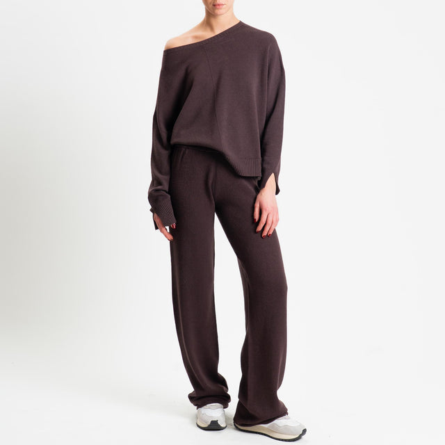 Tensione in-Completo maglia scollo barca + pantalone - moro