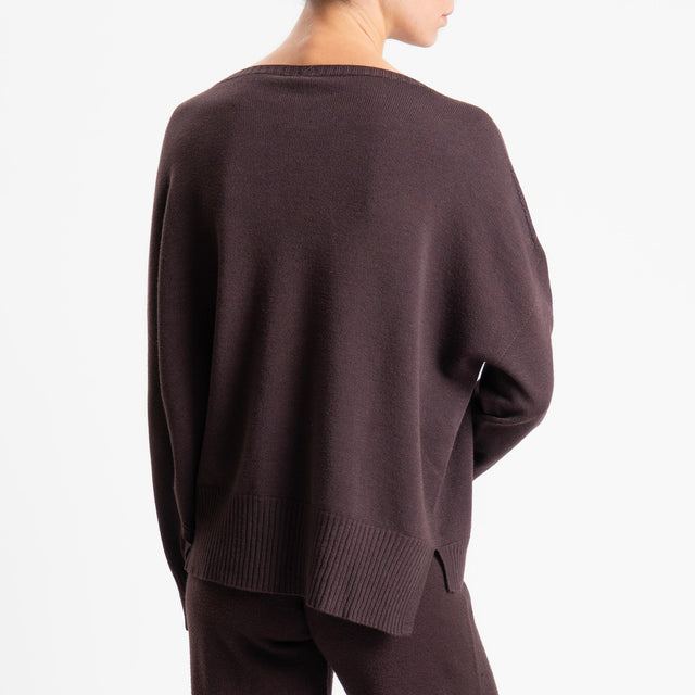 Tensione in-Completo maglia scollo barca + pantalone - moro