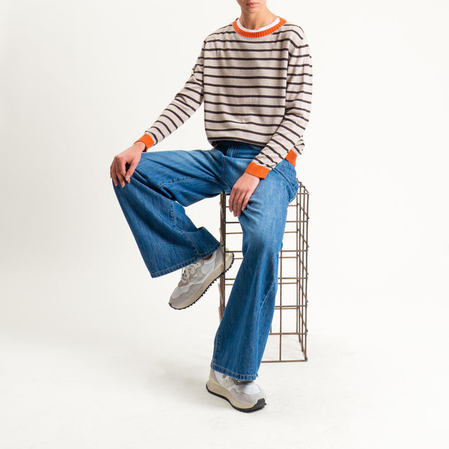 Tensione in- Maglia righe misto cashmere - arancio/beige/moro