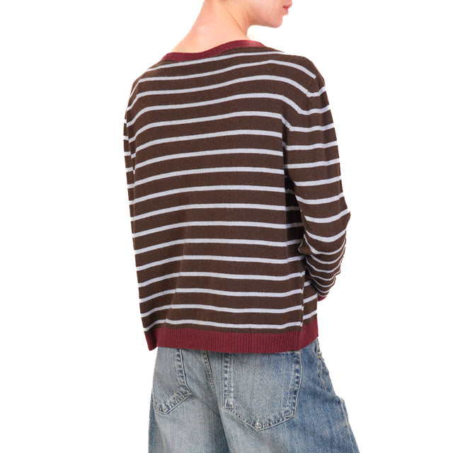 Tension in- Striped cashmere blend sweater - wine/dark brown/sky