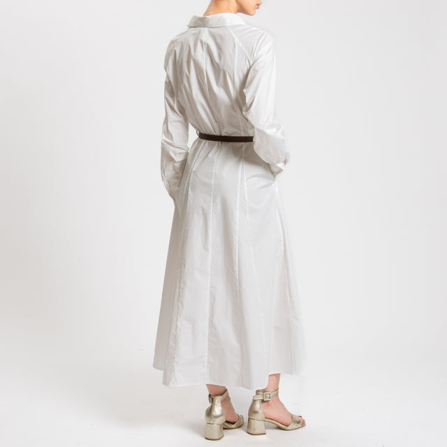 Tensione in-Chemisier in cotone con cintura - bianco