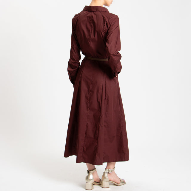 Tensione in-Chemisier in cotone con cintura - Bordeaux