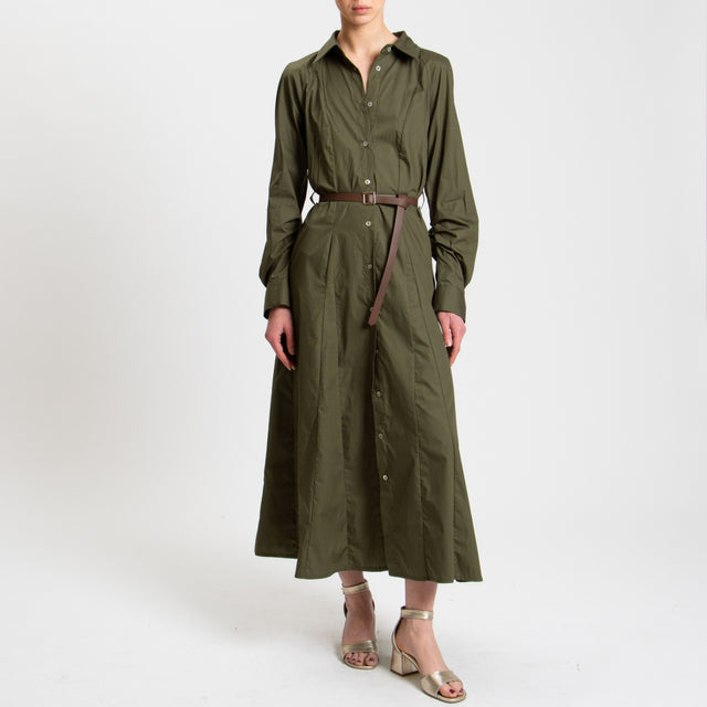 Tensione in-Chemisier in cotone con cintura - militare